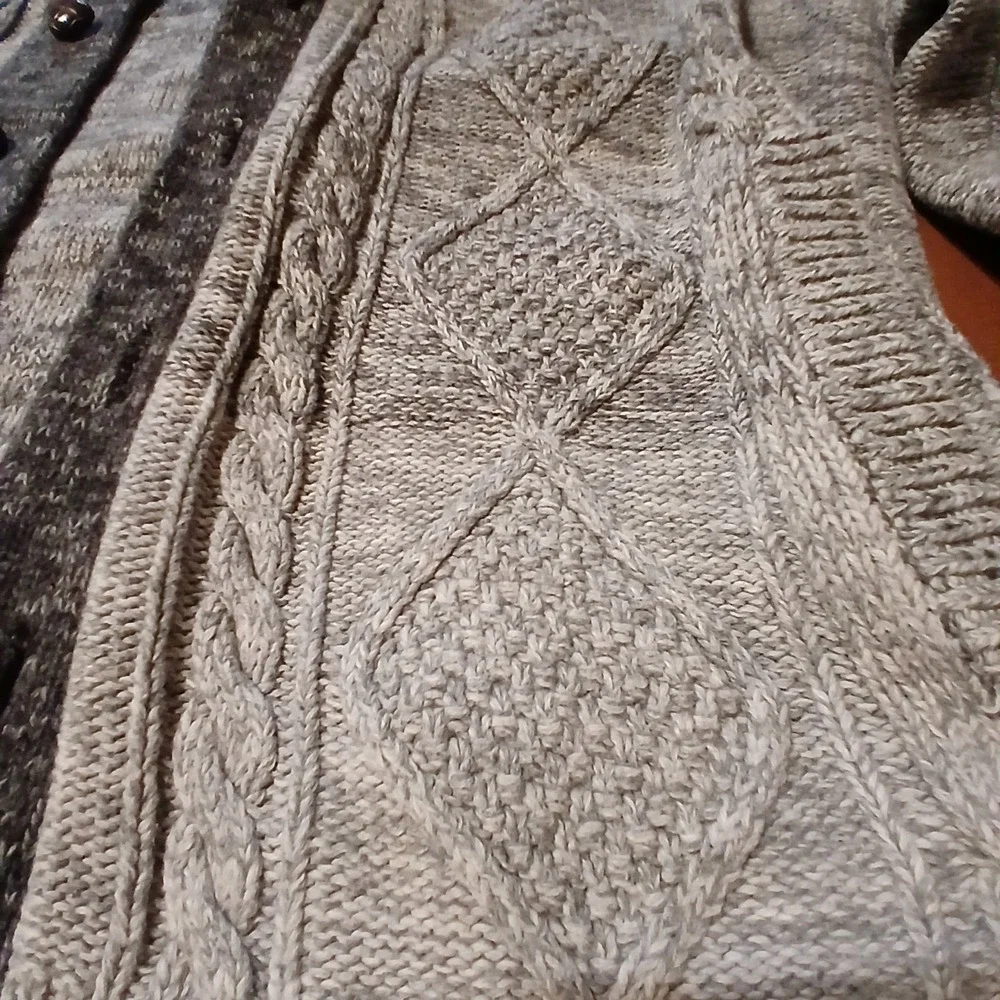Merona Men's Large Gray Ombre Shawl Collar Cable Knit Cardigan Sweater